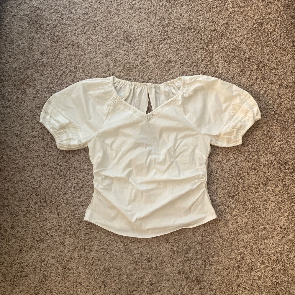 Leota Poplin Puff Sleeve Rouched Top